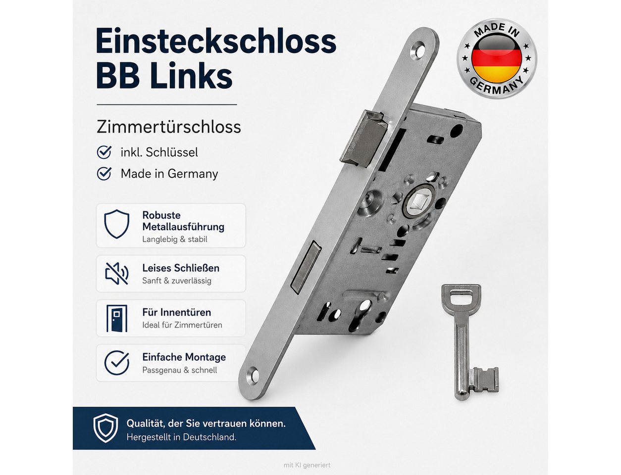 SAG Einsteckschloss 2X Zimmertürschloss BB Links Türschloss Buntbart Schloss Zimmertüren, Türschloss Buntbartschloss Buntbart Schloss Innentürschloss