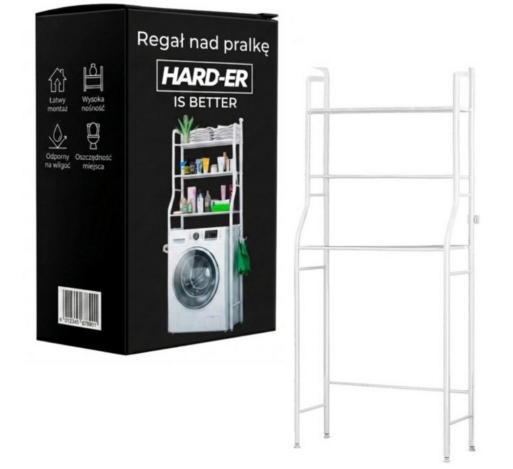 Hard-er Badregal Waschmaschinenregal mit 3 Metallablagen 65 cm Weiß, platzsparend, verstellbar und wasserbeständig Bild 2