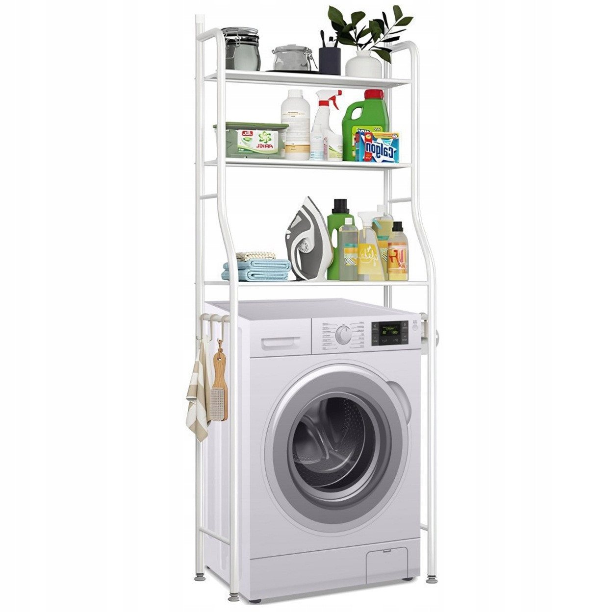 Hard-er Badregal Waschmaschinenregal mit 3 Metallablagen 65 cm Weiß, platzsparend, verstellbar und wasserbeständig Bild 4