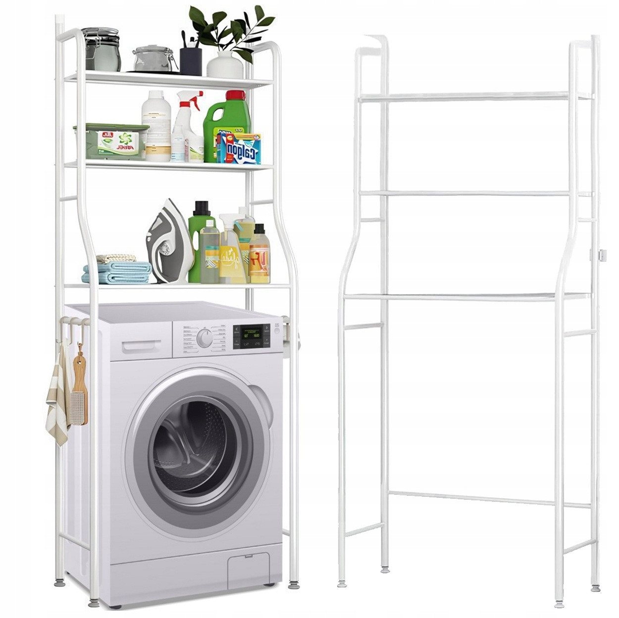 Hard-er Badregal Waschmaschinenregal mit 3 Metallablagen 65 cm Weiß, platzsparend, verstellbar und wasserbeständig Bild 5