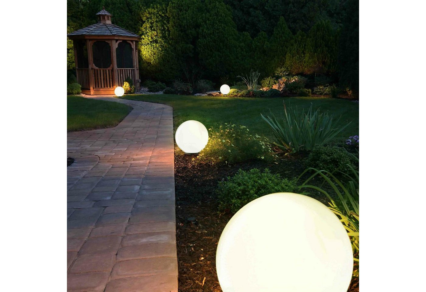 SellTec Gartenstrahler Kugelleuchte KIRA SET, IP44 spritzwassergeschützt, ohne Leuchtmittel, individuell bestückbar, IP44 spritzwasserschutz Kugellampe Erdspieß Bild 2