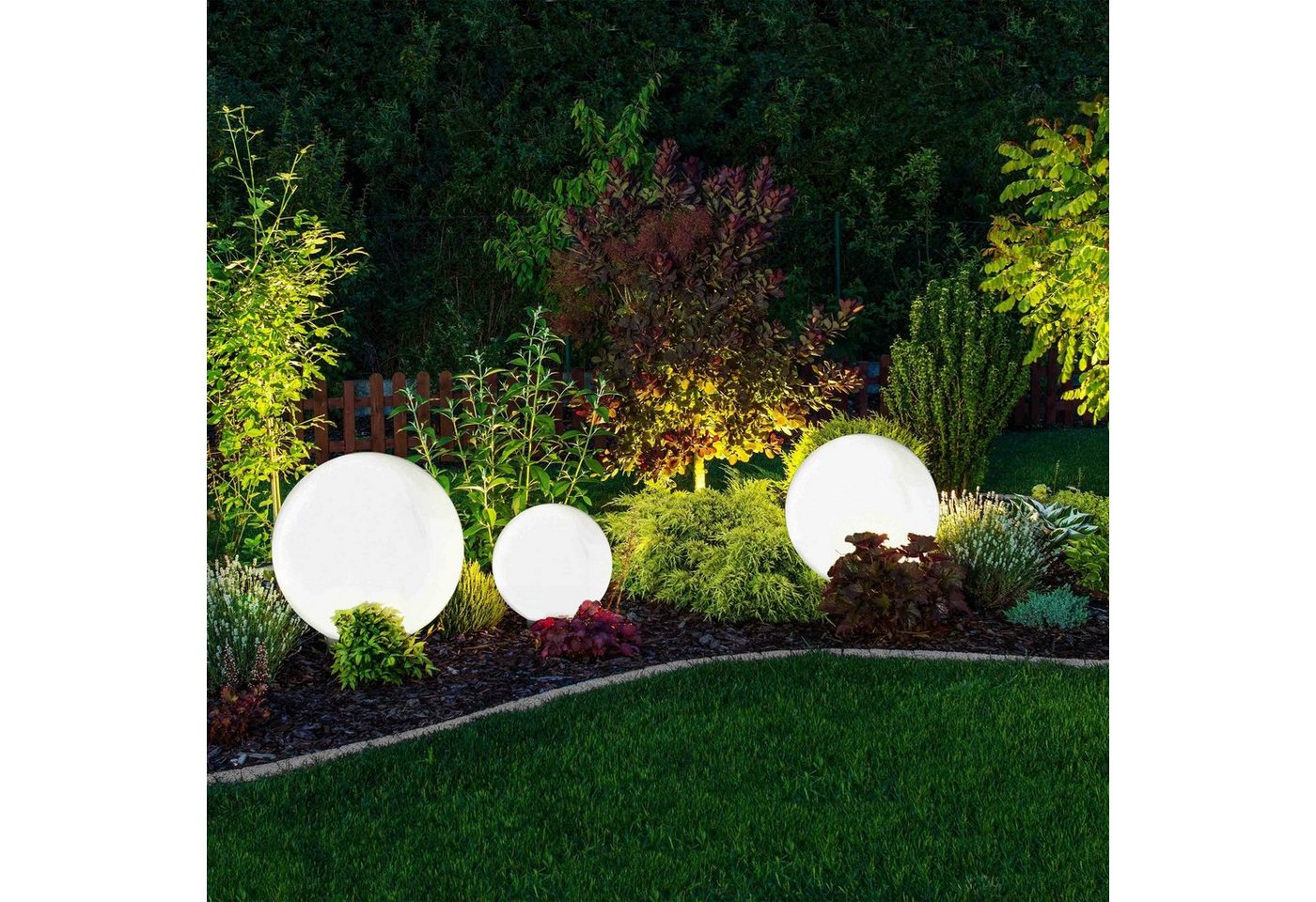 SellTec Gartenstrahler Kugelleuchte KIRA SET, IP44 spritzwassergeschützt, ohne Leuchtmittel, individuell bestückbar, IP44 spritzwasserschutz Kugellampe Erdspieß Bild 4