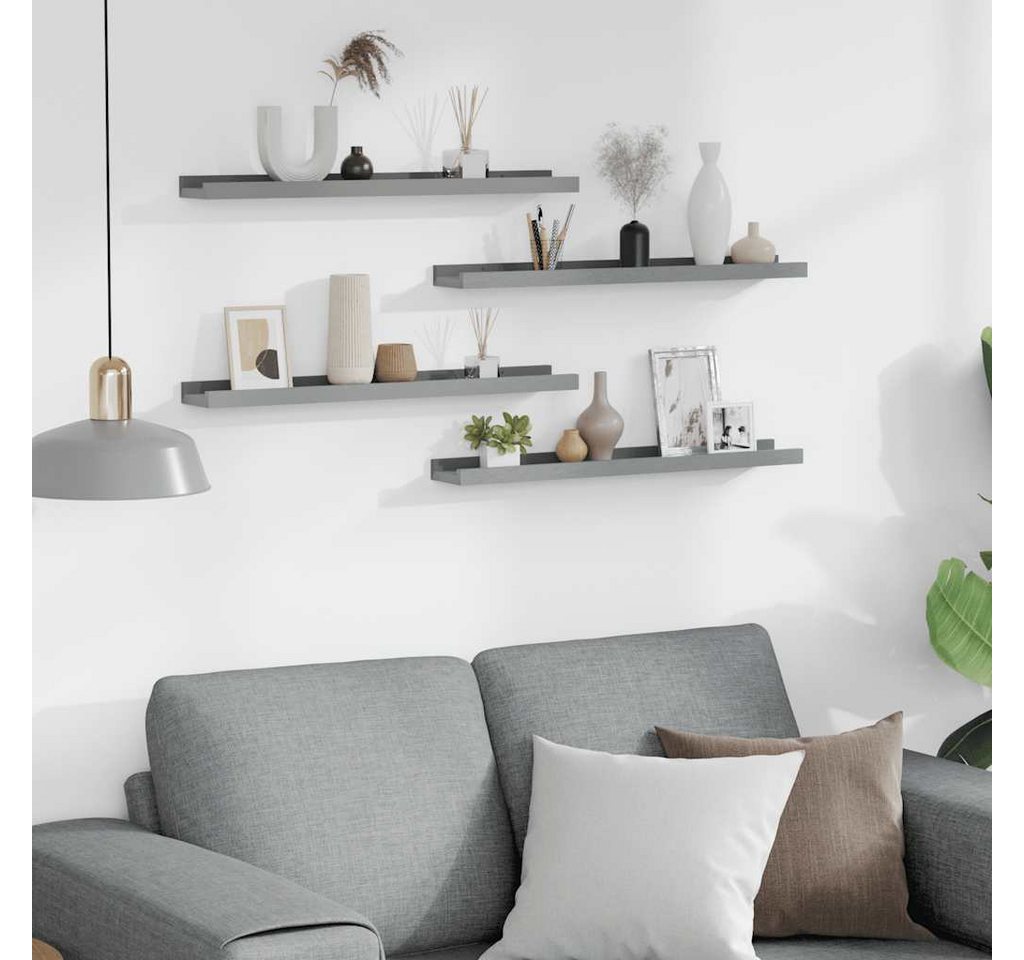 furnicato Wandregal 60 x 9 x 3 cm Grau, 4-tlg., Schwebendes Ablageboard mit 4er-Set für dein Wohnzimmer