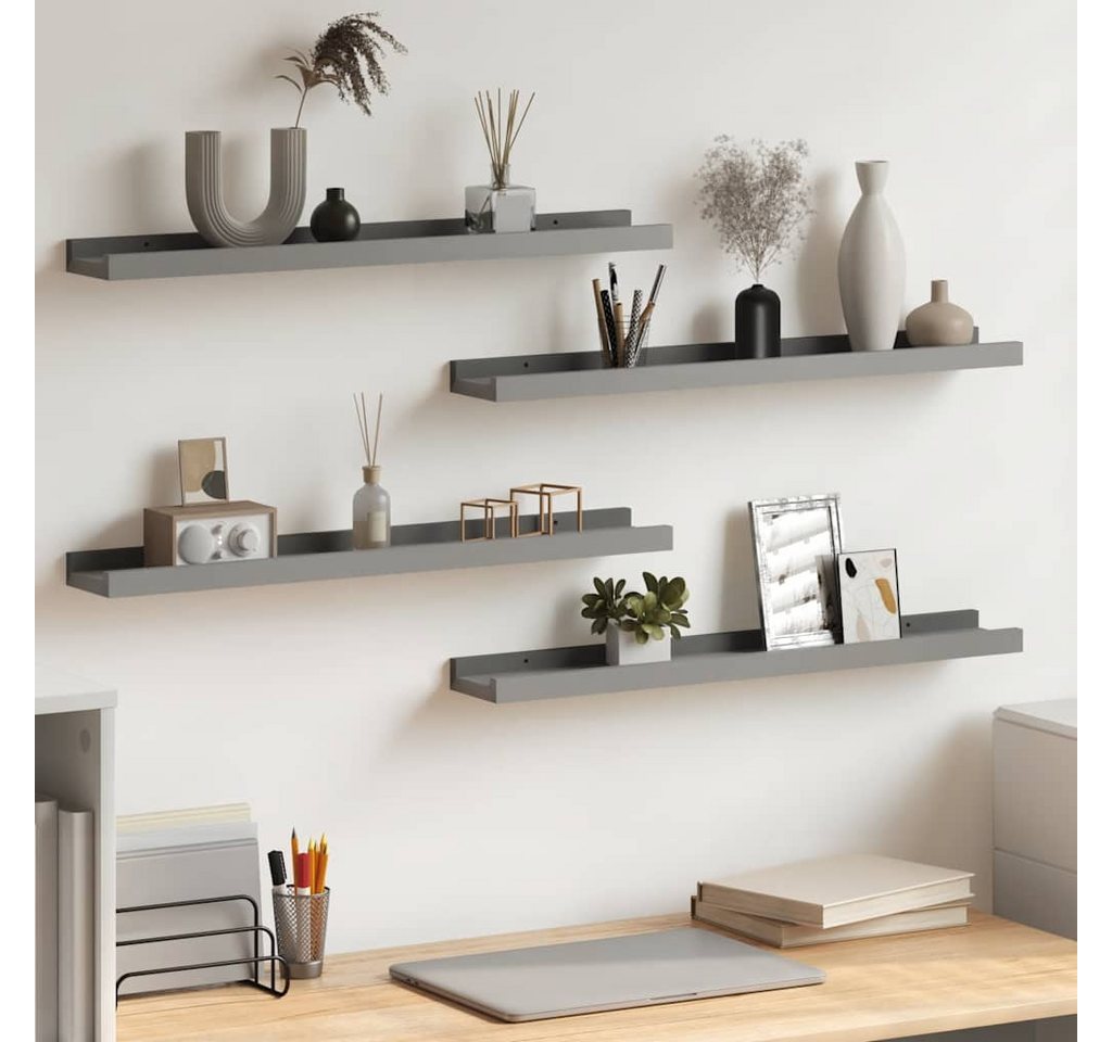 furnicato Wandregal 60 x 9 x 3 cm Grau, 4-tlg., Schwebendes Ablageboard mit 4er-Set für dein Wohnzimmer Bild 5