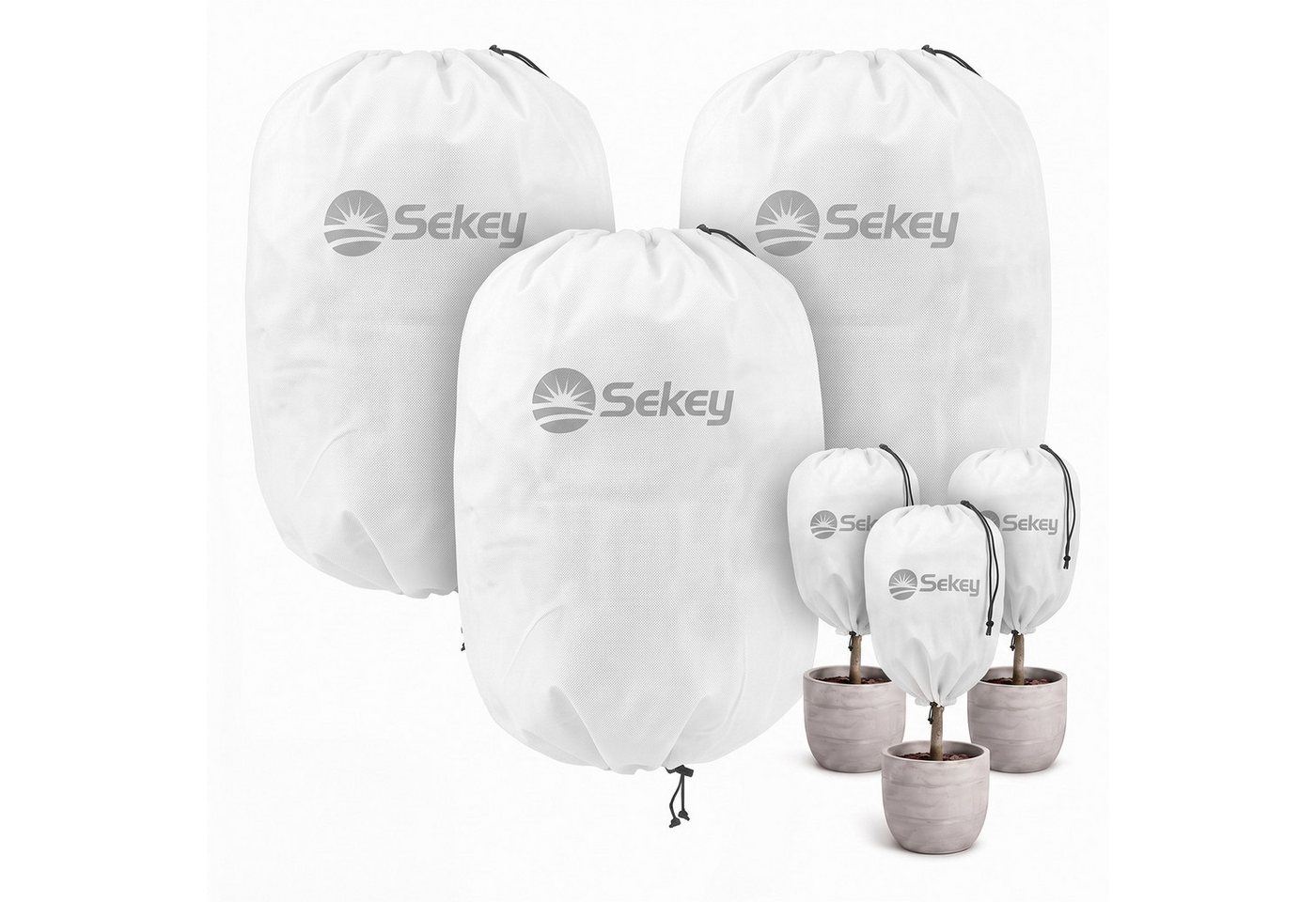 Sekey Winterschutzhaube Winterschutz für Pflanzen Frostschutz Haube mit 2 Zugbändern (3-St), Weiß, 80x100cm Vlieshülle, Pflanzenabdeckung mit doppeltem Zugband Bild 4