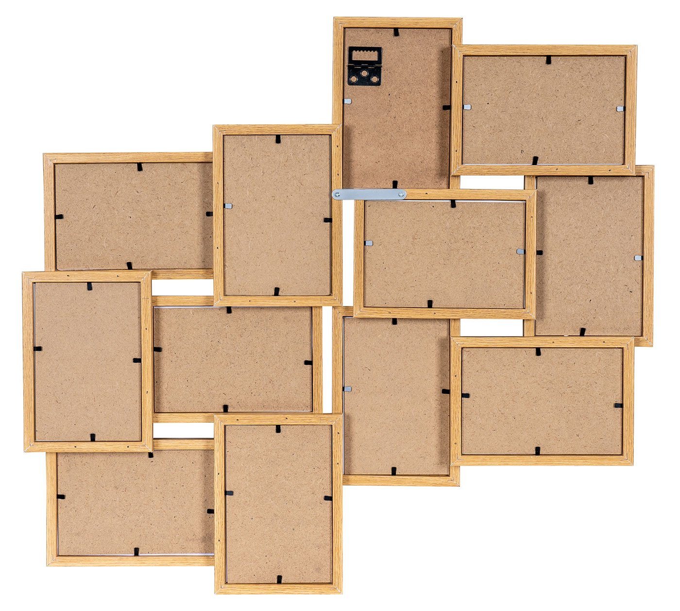 Levandeo® Bilderrahmen Collage, Bilderrahmen 58x55cm Collage 12 Fotos 10x15 Eiche MDF Holz Galerie Bild 5