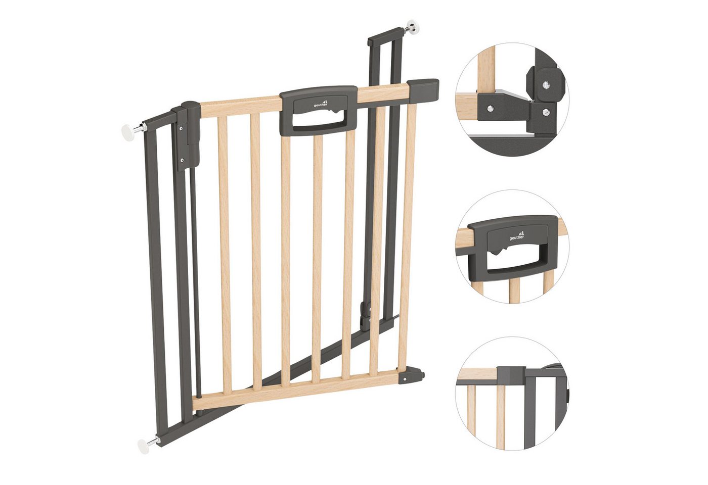 Geuther Türschutzgitter Easylock Wood Plus, Auch als Treppenschutzgitter verwendbar Bild 3