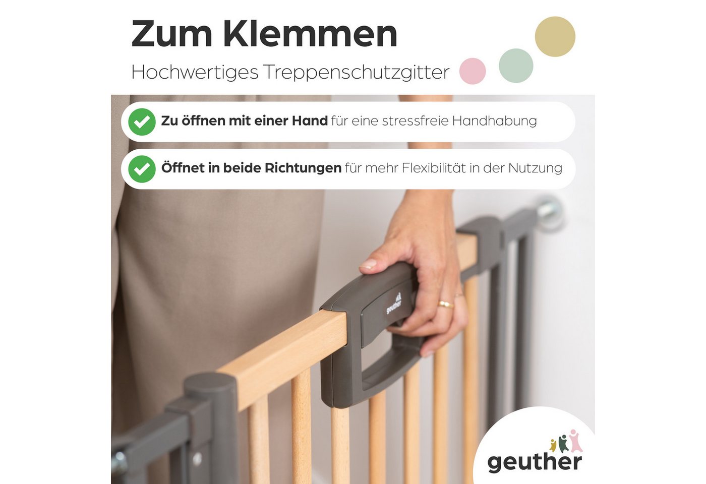 Geuther Türschutzgitter Easylock Wood Plus, Auch als Treppenschutzgitter verwendbar Bild 5