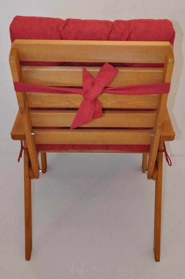 Rattani Hochlehnerauflage Polster für Gartenstuhl, Hochlehner Auflage Sylva Gr. 115 x 50 cm rot