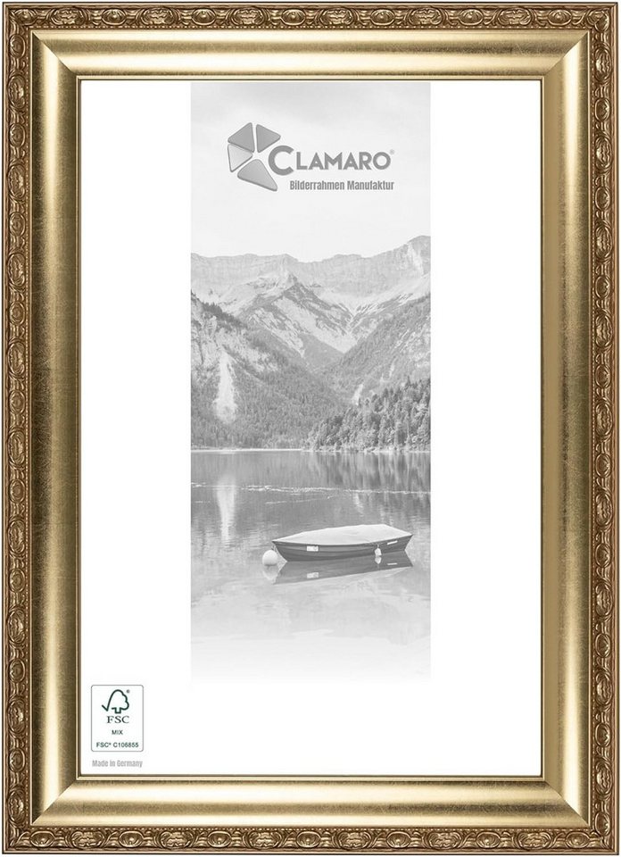 Clamaro Bilderrahmen Gold Antik Franz Massivholz, Shabby