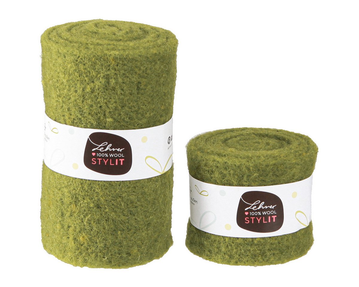 STYLIT by Lehner Wolle Filzband Filzband Grün Wollband Moosgrün 2er-Set 15cm x 1m Bild 2
