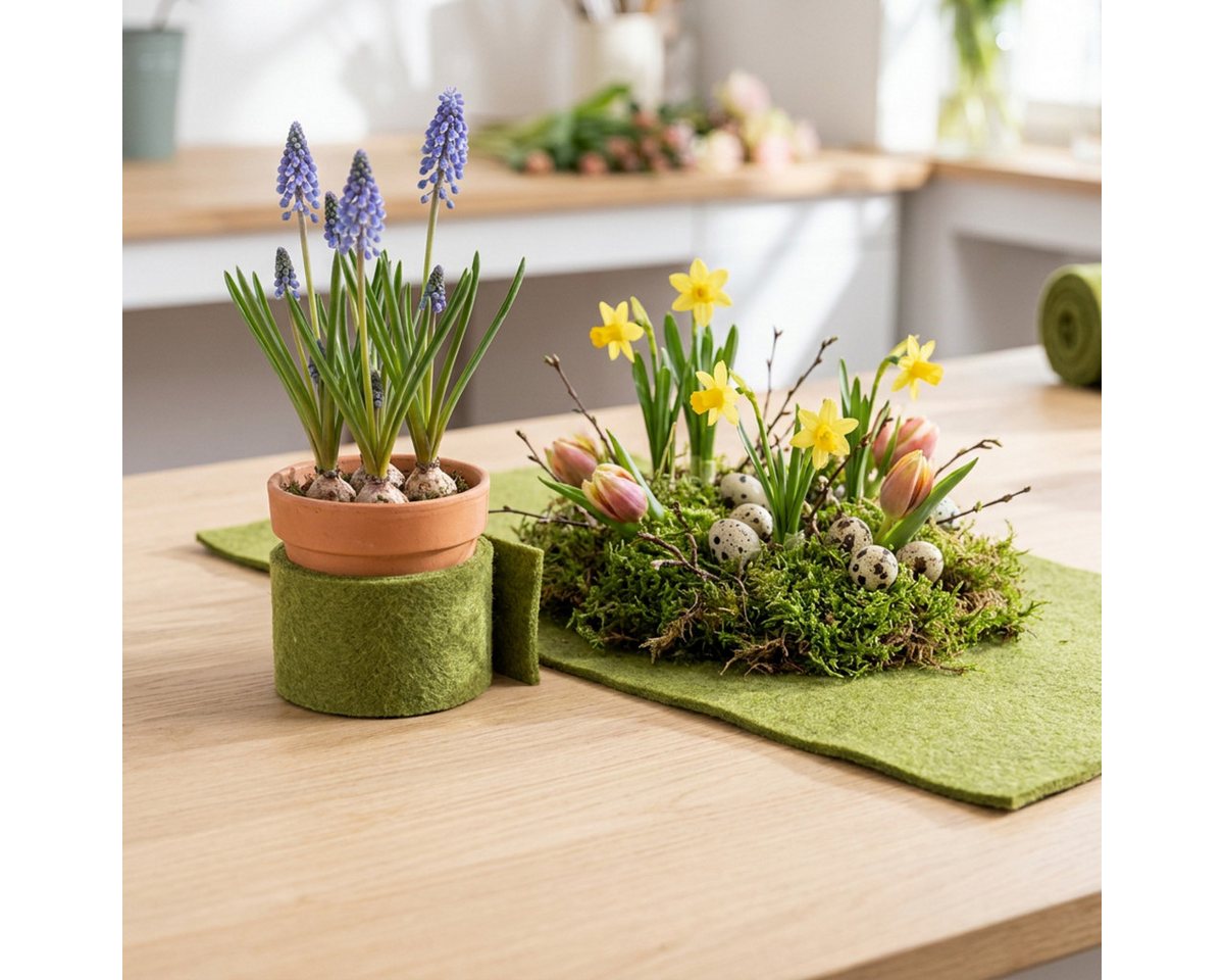 STYLIT by Lehner Wolle Filzband Filzband Grün Wollband Moosgrün 2er-Set 15cm x 1m Bild 3