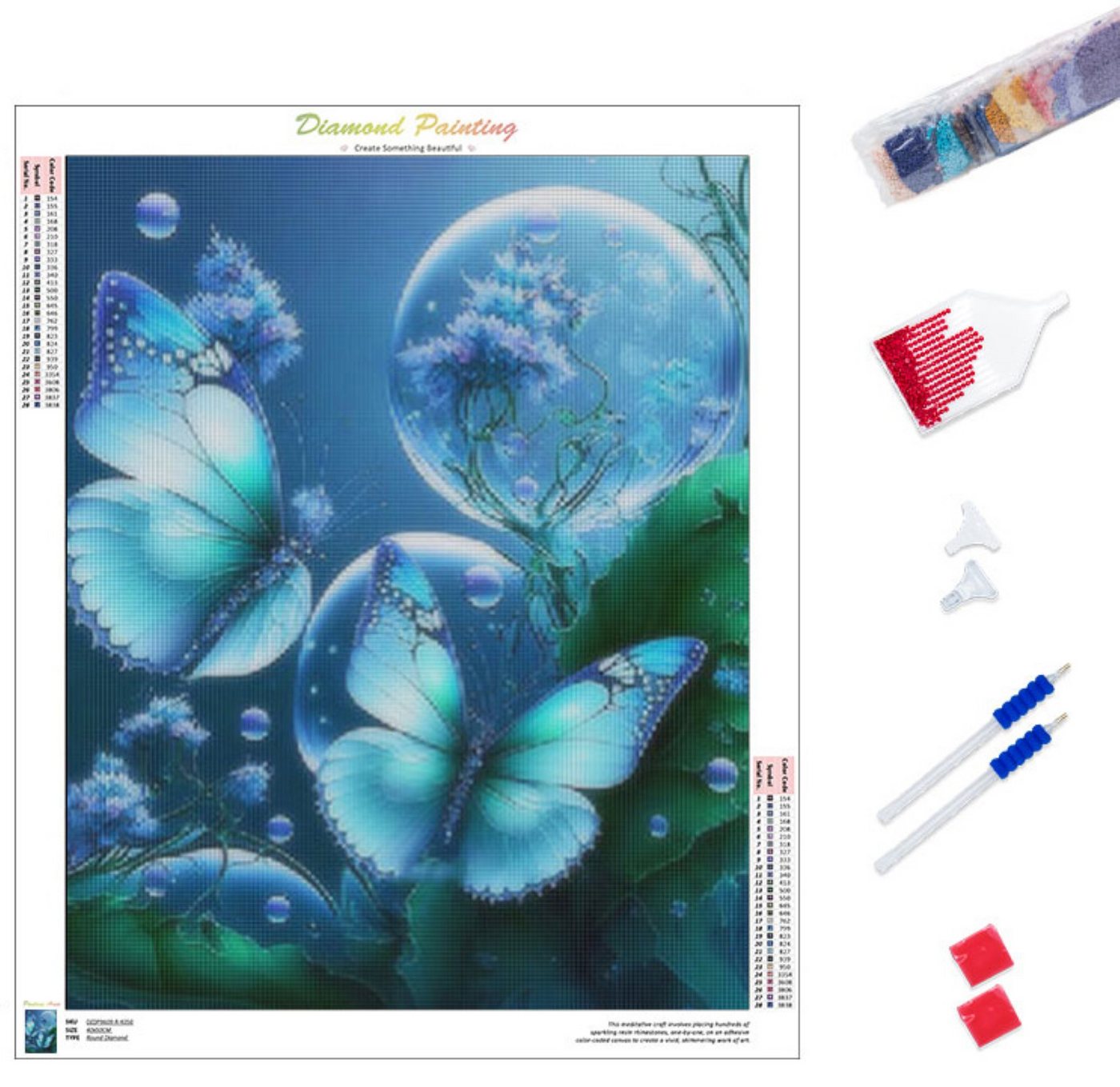 LA CUTE Malen nach Zahlen 5d Diamond Painting DIY Bunter Schmetterling Malen nach Zahlen 20x20cm (Komplettset für 5D Diamond Painting inklusive Leinwand, Diamanten und Werkzeugen, Diamond Painting Set mit Zubehör für DIY-Kreativität und Entspannung), 20x20cm 5D Diamond Painting mit präziser Klebeschicht & Zubehör