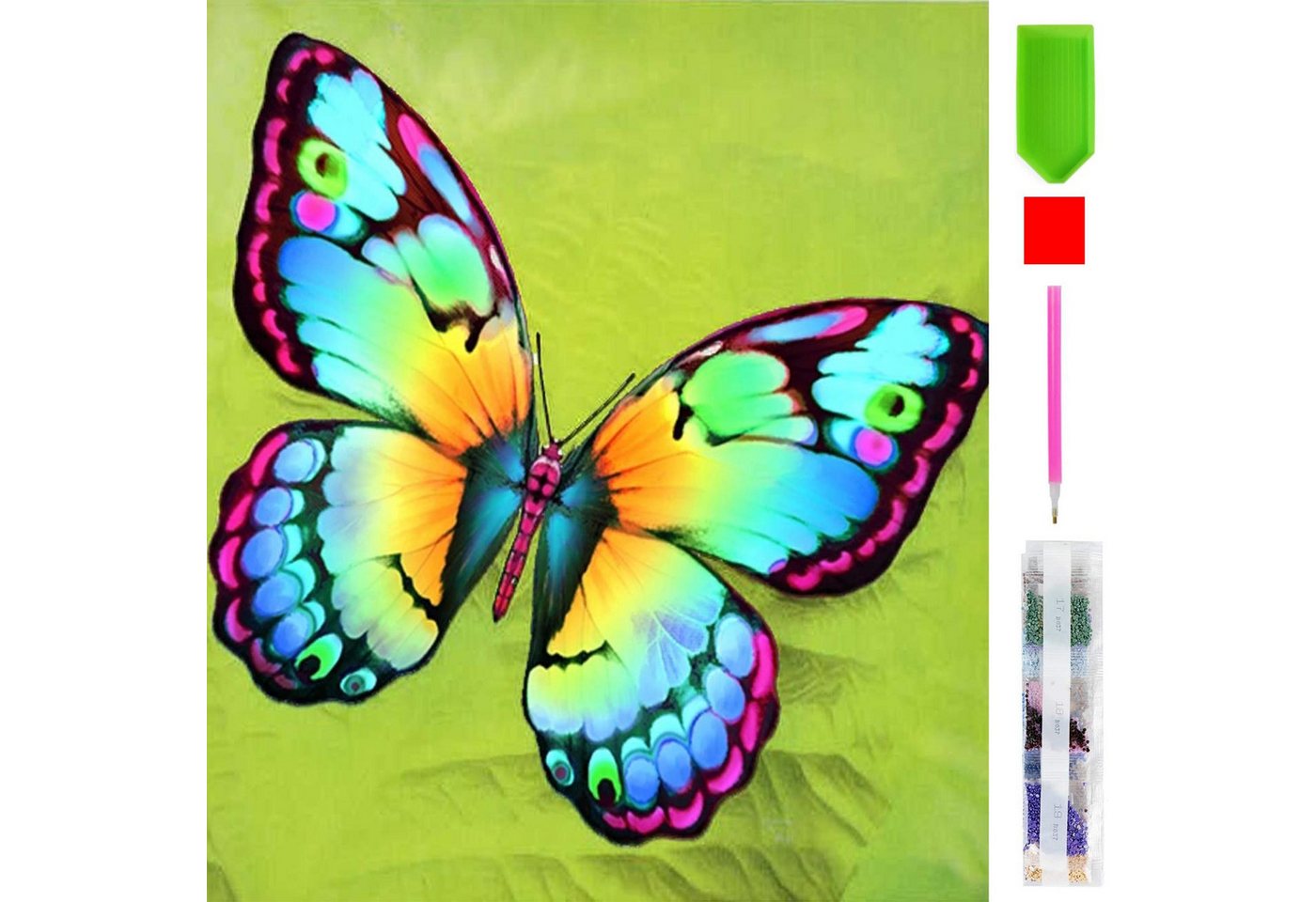 LA CUTE Malen nach Zahlen 5d Diamond Painting DIY Bunter Schmetterling Malen nach Zahlen 20x20cm (Komplettset für 5D Diamond Painting inklusive Leinwand, Diamanten und Werkzeugen, Diamond Painting Set mit Zubehör für DIY-Kreativität und Entspannung), 20x20cm 5D Diamond Painting mit präziser Klebeschicht & Zubehör Bild 5