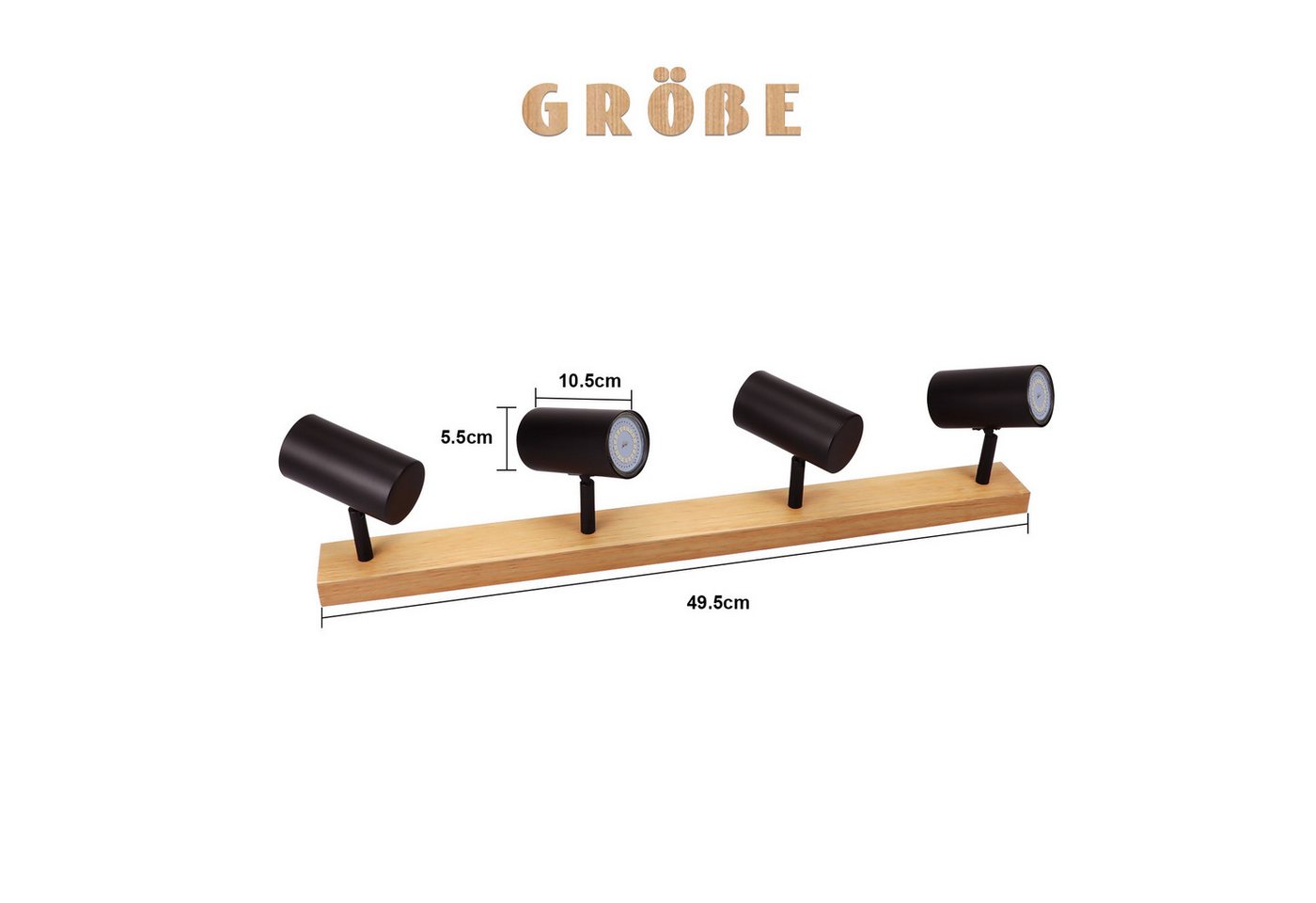 Nettlife Deckenstrahler Holz Vintage 4/5-Flammig Schwarz/Weiß,GU10,Deckenlampe, Schwenkbar 350°, LED wechselbar, Deckenleuchte für Wohnzimmer Schlafzimmer Esstisch Küche Kindzimmer Bild 4