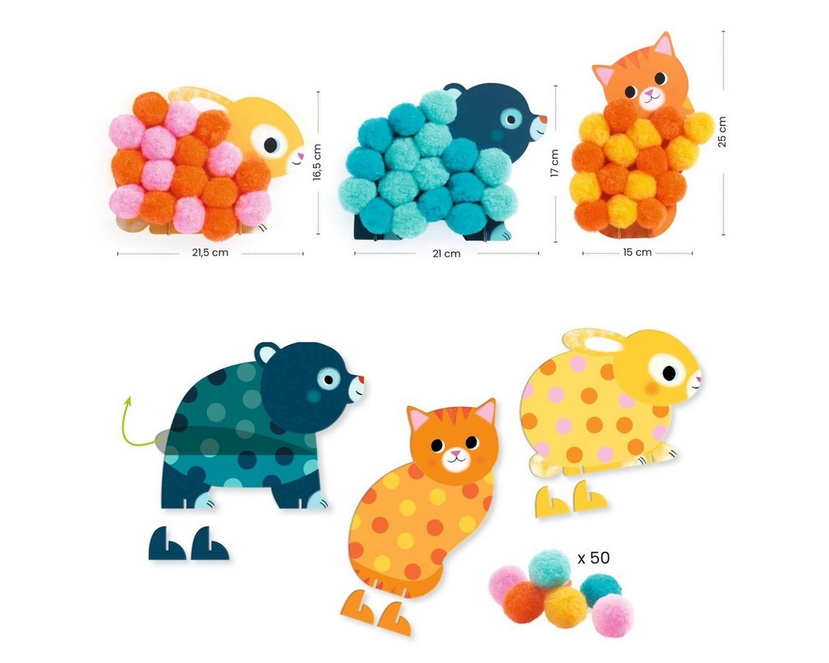 DJECO Kreativset Pompom Collage - Süße Tiere Kreativset für Kinder Bild 2