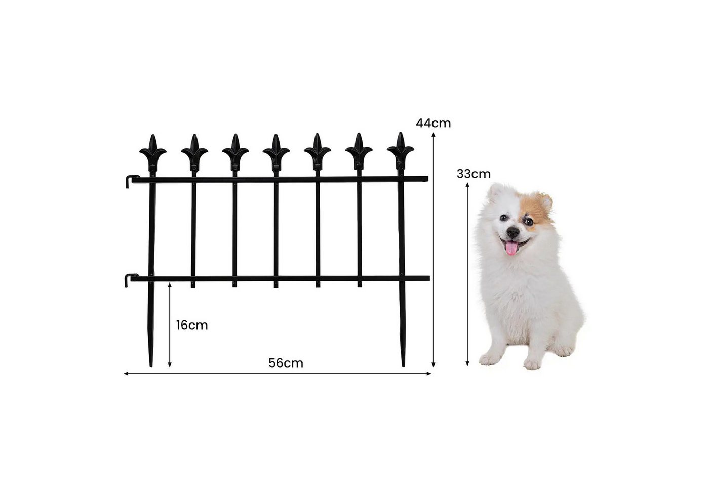 COSTWAY Gartenzaun, 10 Stück Metall Steckzaun mit Fleur-de-Lis, 56 x 44 cm