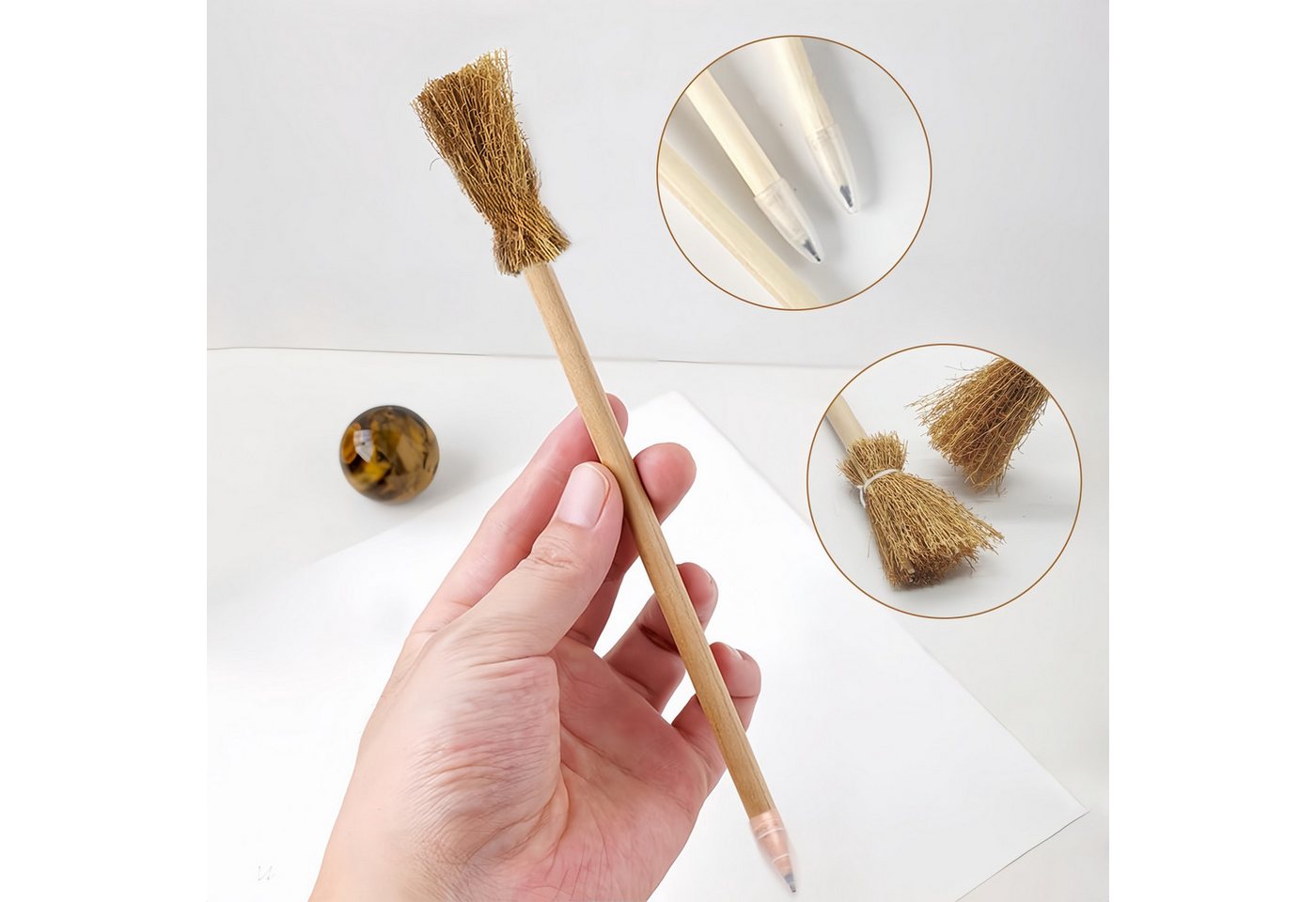 FOUORTUNATE-BEE Bleistift 20 Halloween Hexenbesen Bleistifte aus Holz als Partygeschenk, (20-tlg), 20er Set Hexenbesen Bleistifte für Halloween & Hexenparty Bild 5