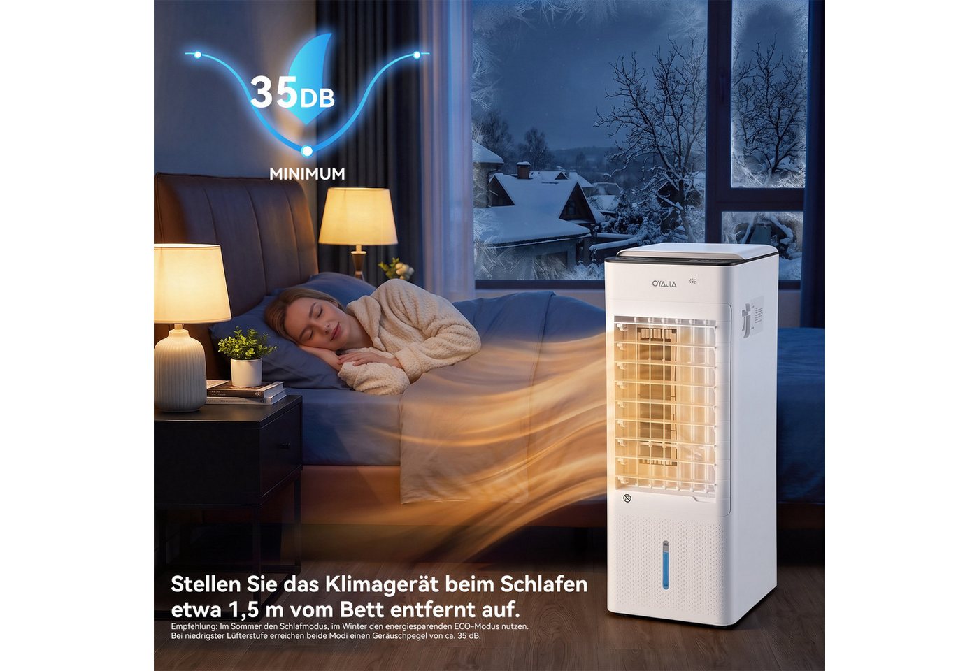 oyajia Heizlüfter 2-in-1 Heizgerät & Luftkühler, 1000W/2000W 2 Heizstufen,ECO Thermostat, 12H Timer, 3 Geschwindigkeiten, Swing, Schlafmodus, für Zuhause & Büro