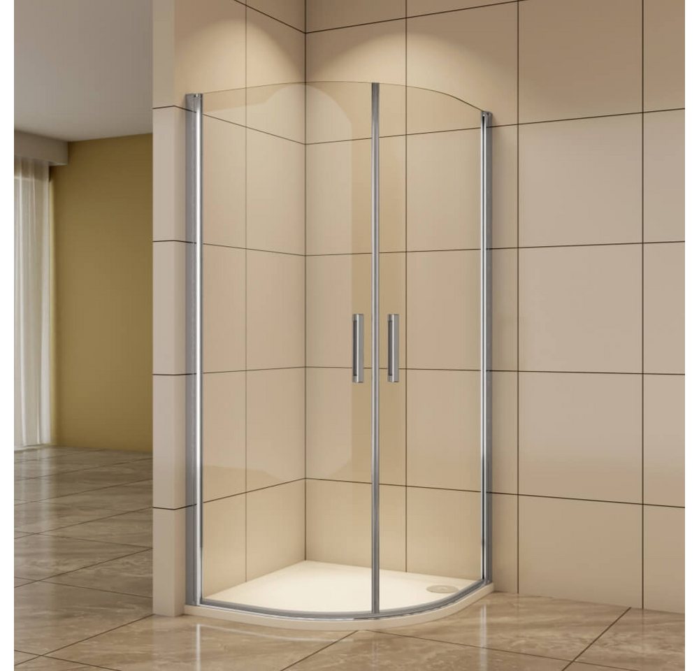 Duschparadies Runddusche 195cm Dusche Duschabtrennung Duschkabine Pendeltür Doppel Chrom, BxT: 80x80 cm, mit Pendeltür