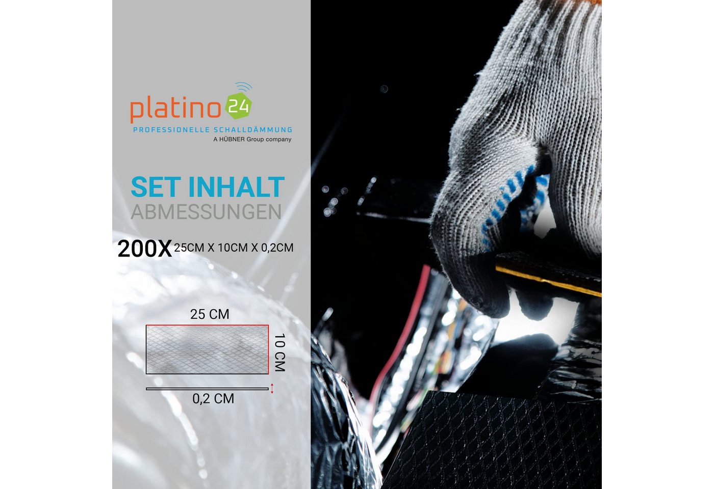 platino24 Dämmplatte Bitumenmatten 250x100x2mm, (200-St)