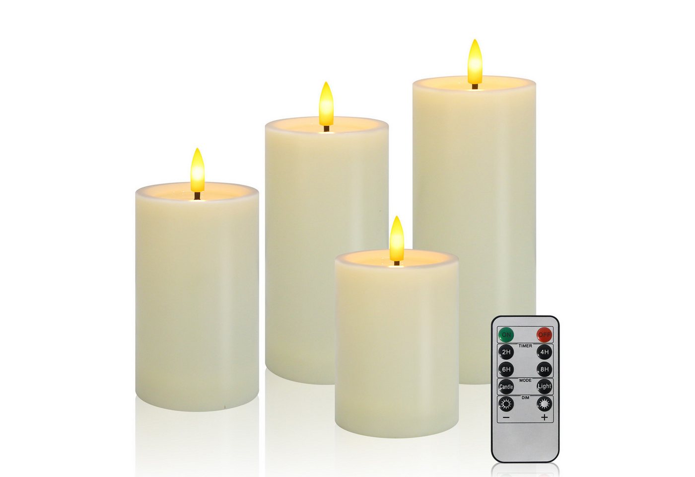 OZAVO LED-Kerze 4er set Flammenlose LED kerzen mit Fernbedienung und timer, für Party, Zimmer, Halloween, Weihnachtsdeko