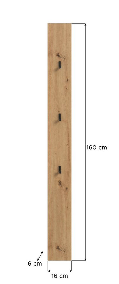 xonox.home Garderobenpaneel, Artisan Oak Nachbildung Melamin beschichtet modern 160x13x6 cm Bild 2
