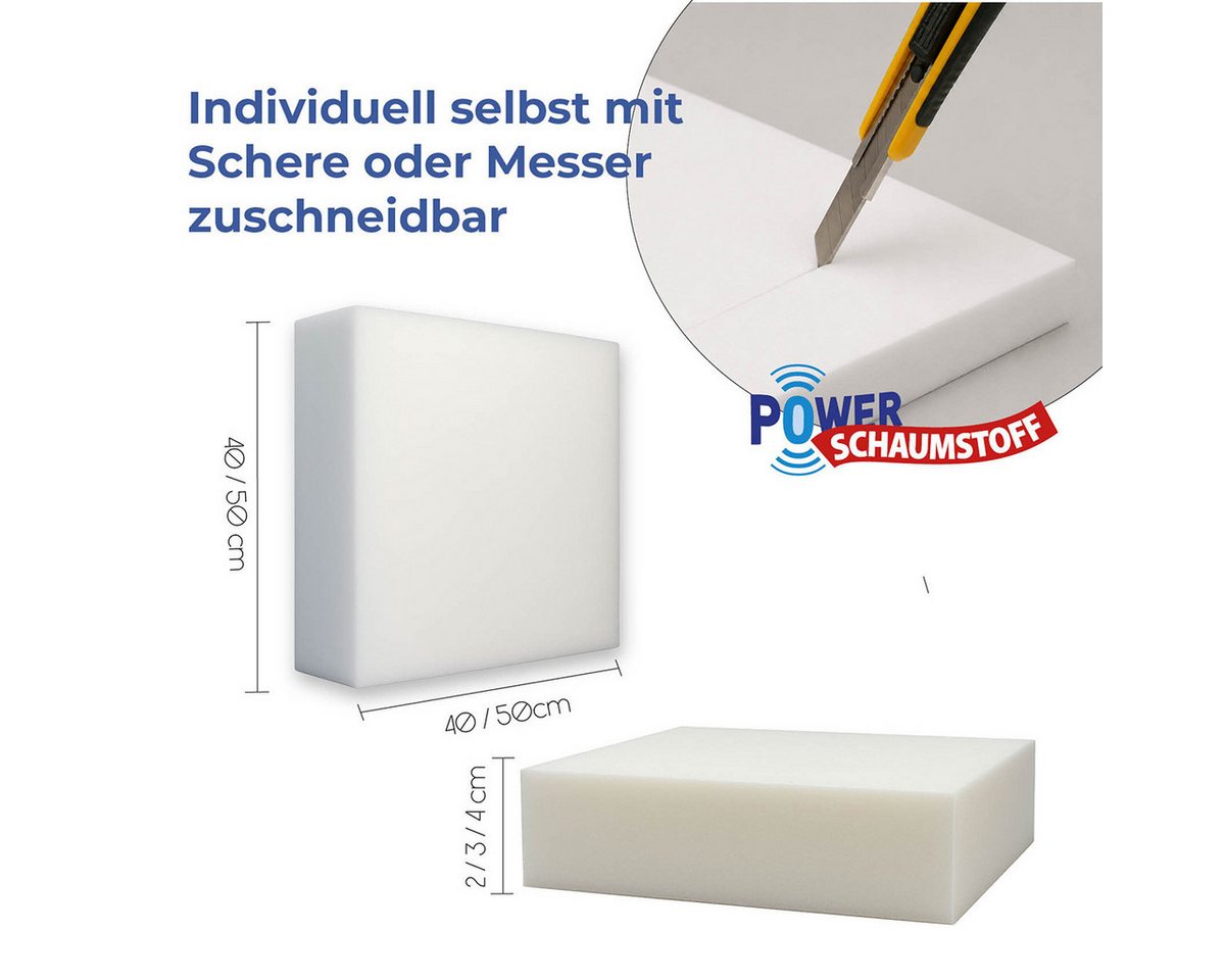 POWER SCHAUMSTOFF Sitzkissen Schaumstoffplatten, Sitzkissen, 40x40x4 cm ECO-Schaum Bild 3