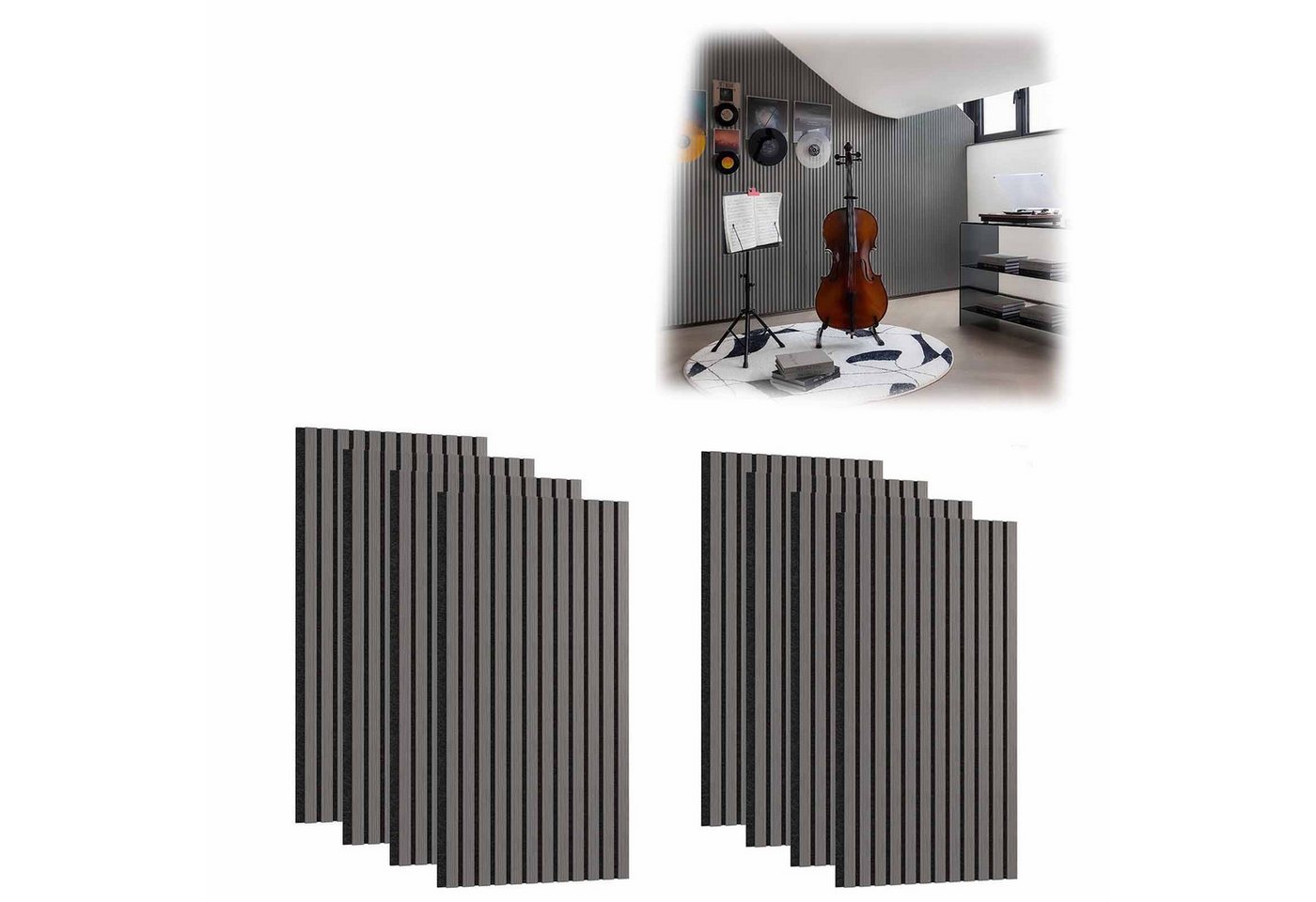 FIVMEN 3D Wandpaneel Akustikpaneele Holz Wand Holzpaneele Lamellenverkleidung, (8-tlg) aus Holzfunier und Filz 60x60cm/120x60cm Bild 4