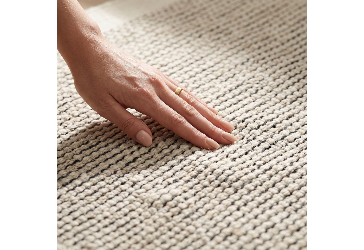 Elegant Floors Teppich Kelim Creme-Schwarz, rechteckig, Höhe: 9 mm, Wolle, Rechteckig, Höhe: 9 mm, Weiche Haptik, pflegeleicht und für Fußbodenheizung geeignet Bild 2