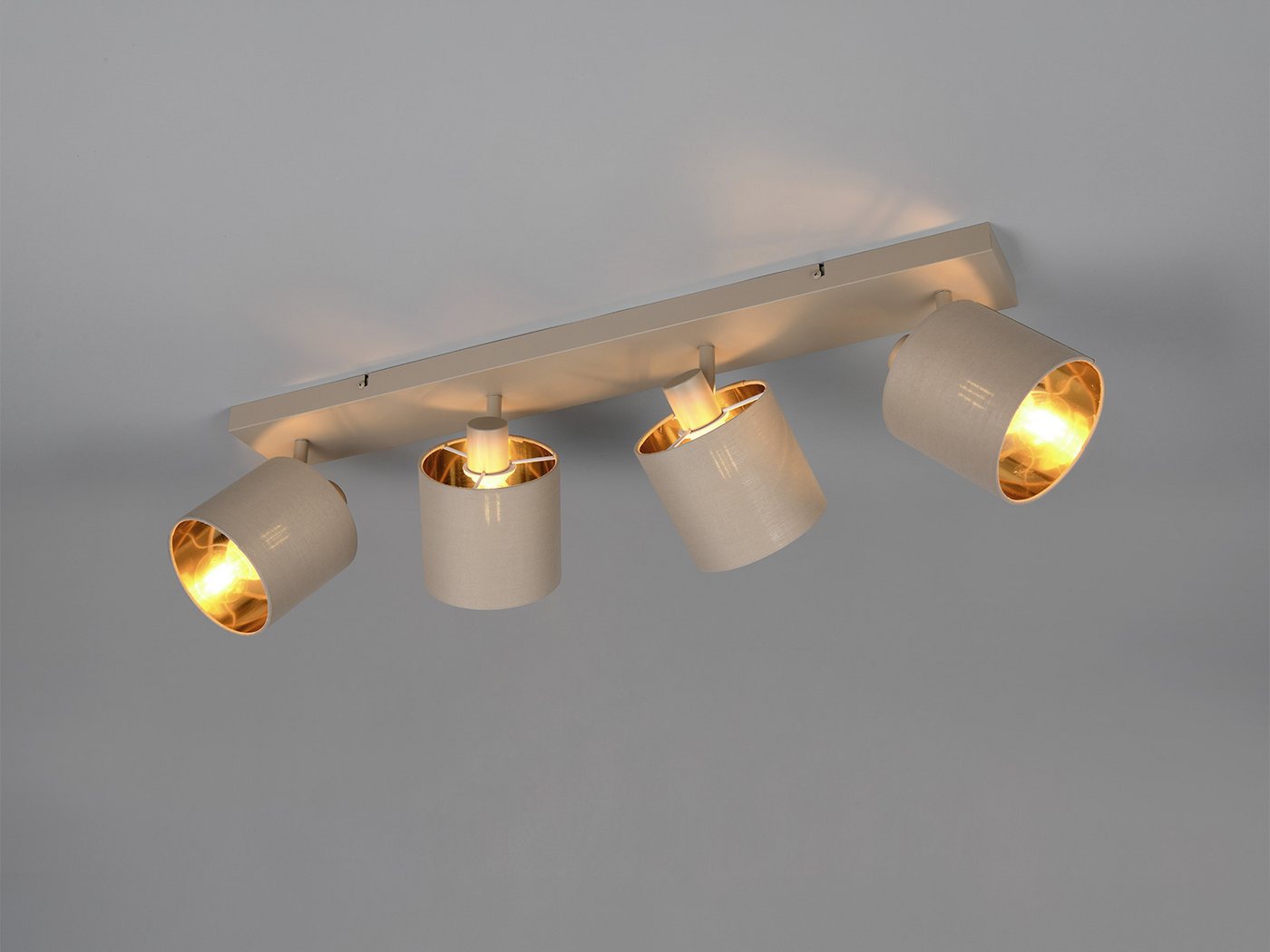 Reality Leuchten LED Deckenstrahler mit Stoffschirm & E14 LEDs, Breite 70cm, dimmbar, LED wechselbar, Warmweiß, Innen Deckenleuchte 4-flammig, Strahler schwenkbar Bild 4