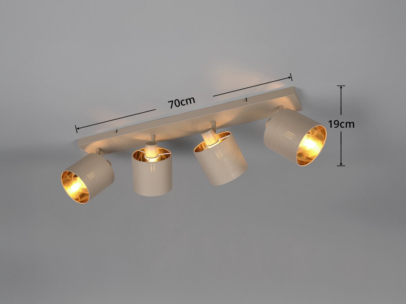 Reality Leuchten LED Deckenstrahler mit Stoffschirm & E14 LEDs, Breite 70cm, dimmbar, LED wechselbar, Warmweiß, Innen Deckenleuchte 4-flammig, Strahler schwenkbar Bild 5