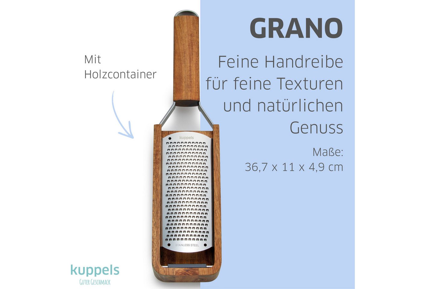 Kuppels Küchenreibe GRANO, Akazienholz, (1-St), 1 Handreibe