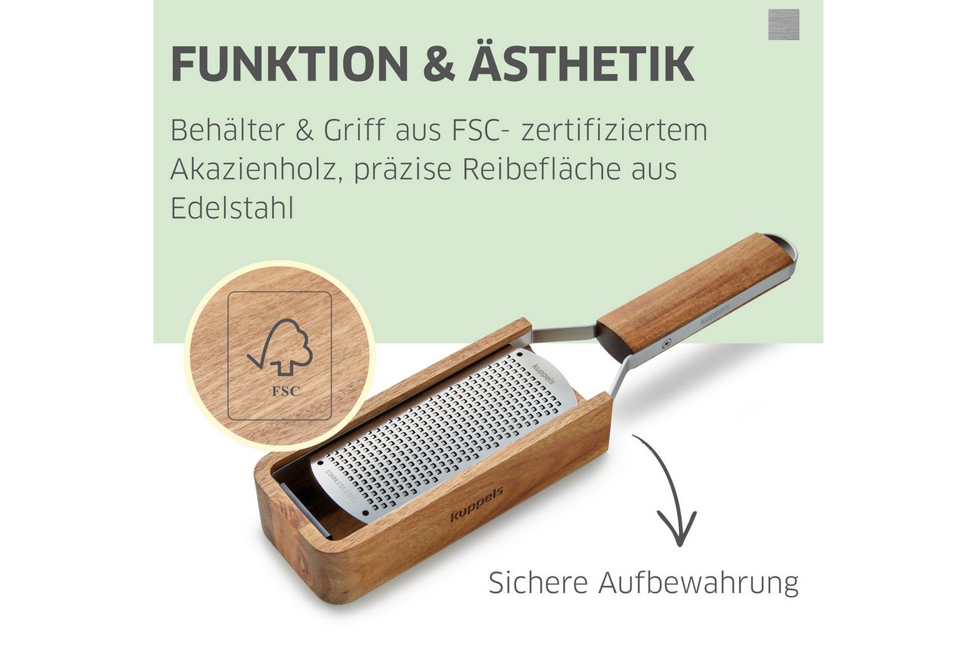 Kuppels Küchenreibe GRANO, Akazienholz, (1-St), 1 Handreibe Bild 3