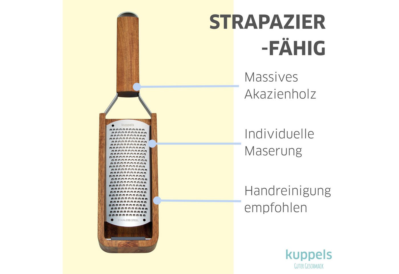 Kuppels Küchenreibe GRANO, Akazienholz, (1-St), 1 Handreibe Bild 4