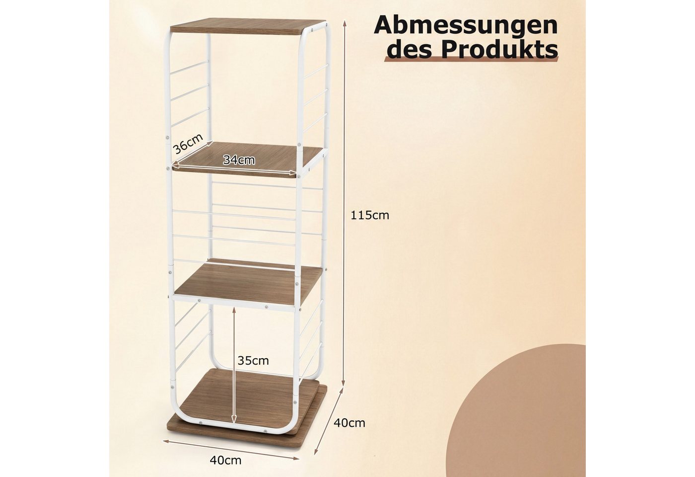 COSTWAY Bücherregal, 360° drehbares Standregal Metallrahmen 40x40x115cm
