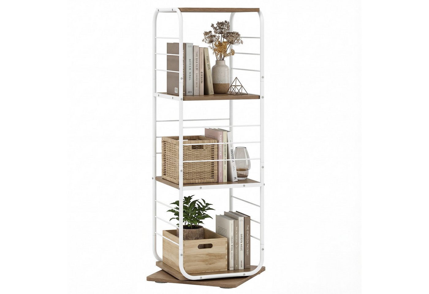 COSTWAY Bücherregal, 360° drehbares Standregal Metallrahmen 40x40x115cm Bild 2