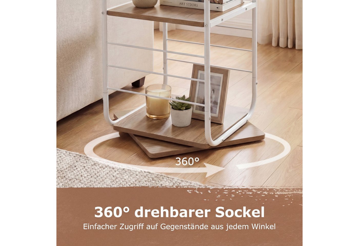 COSTWAY Bücherregal, 360° drehbares Standregal Metallrahmen 40x40x115cm Bild 4