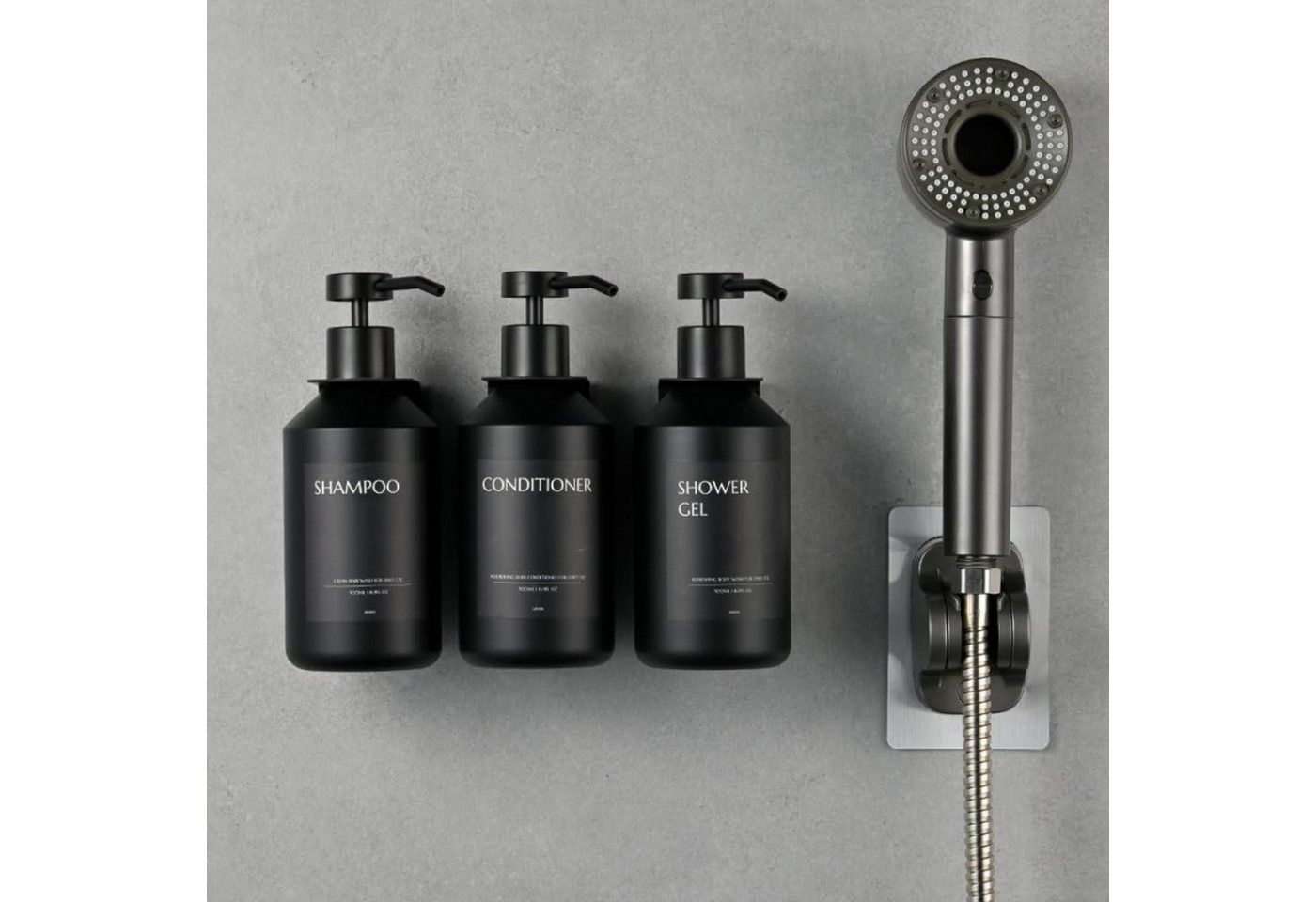 LuxusKollektion Seifenspender Seifenspender 3er Set Schwarz Wandmontage 500ml Bild 2