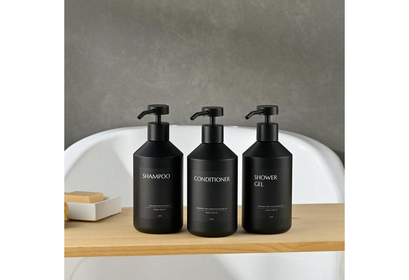LuxusKollektion Seifenspender Seifenspender 3er Set Schwarz Wandmontage 500ml Bild 4
