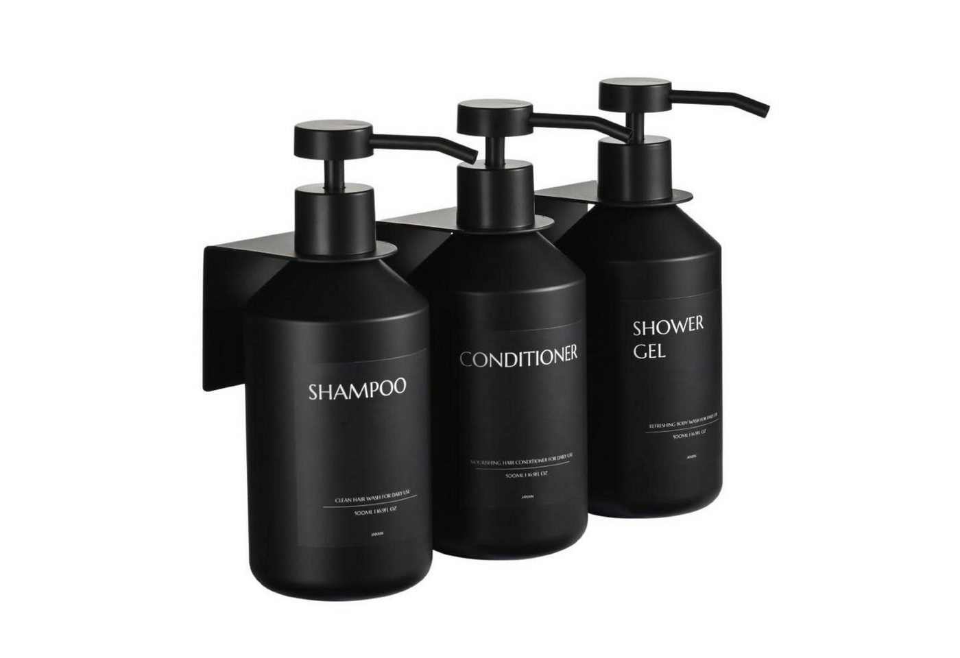 LuxusKollektion Seifenspender Seifenspender 3er Set Schwarz Wandmontage 500ml Bild 5