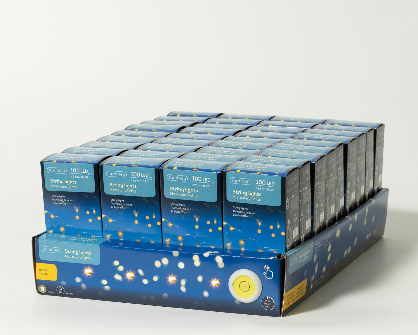 Lumineo LED-Lichterkette, LED Draht Lichterkette 4,95m Batterie 100 Micro-LEDs Klassisch Warm