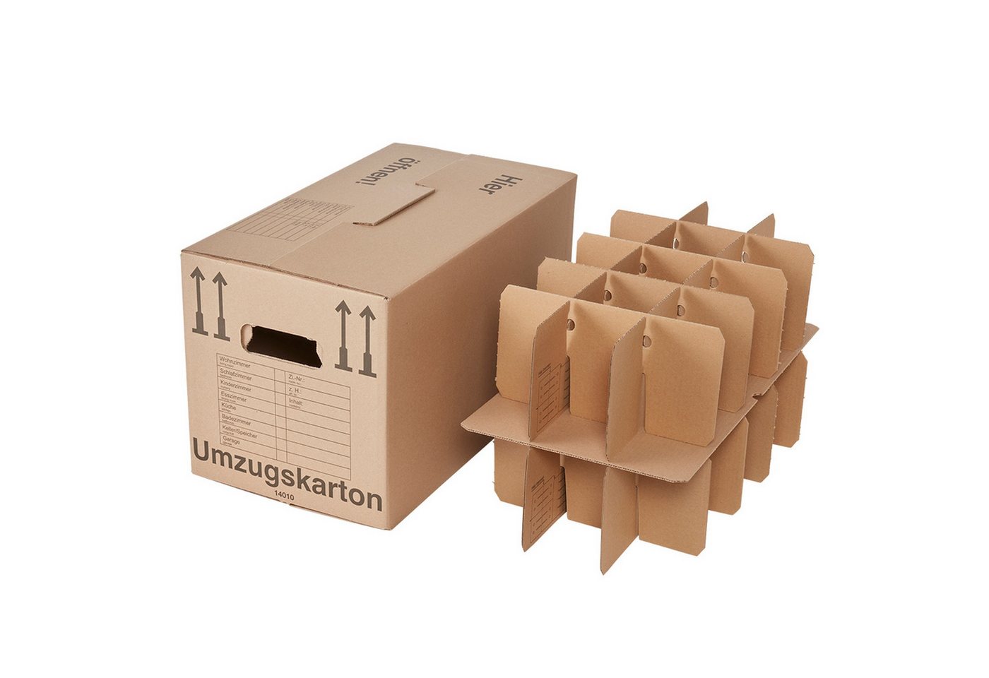 BB-Verpackungen Umzugskarton Gläserkarton inkl. Einsatz für 30 Gläser, 2-wellig, 600 mm x 330 mm x 340 mm, 10 Stück Bild 3
