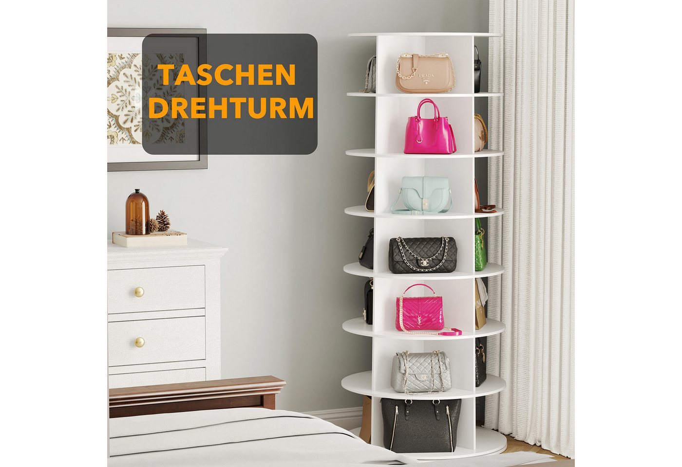 SpaceAid Bücherregal Drehbares Schuhregal, mit 7 Ebenen, 360-Grad Bild 4