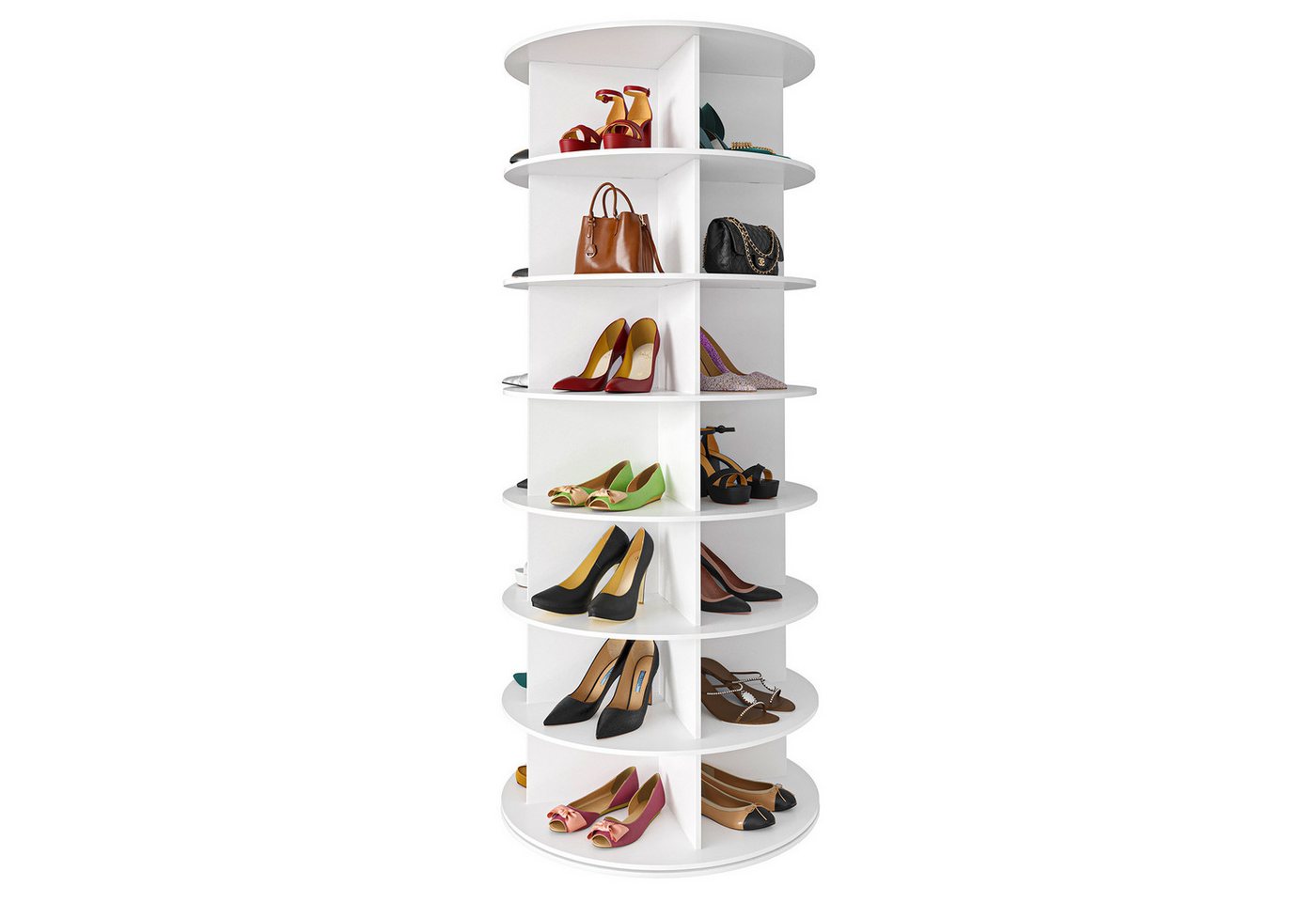 SpaceAid Bücherregal Drehbares Schuhregal, mit 7 Ebenen, 360-Grad Bild 5