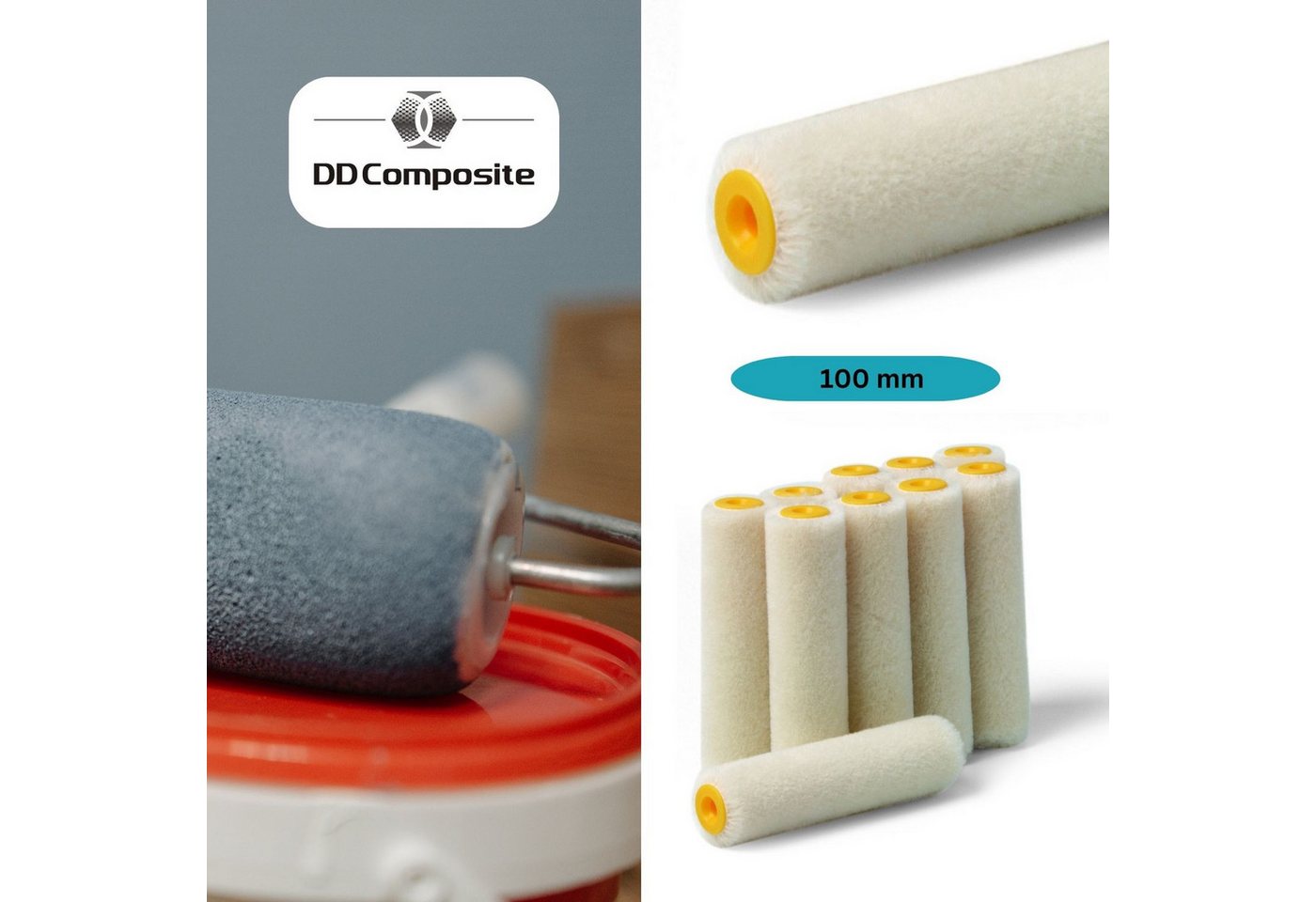DD Composite Farbwalze Lackwalze Velour Sets 100mm (10 Stück)