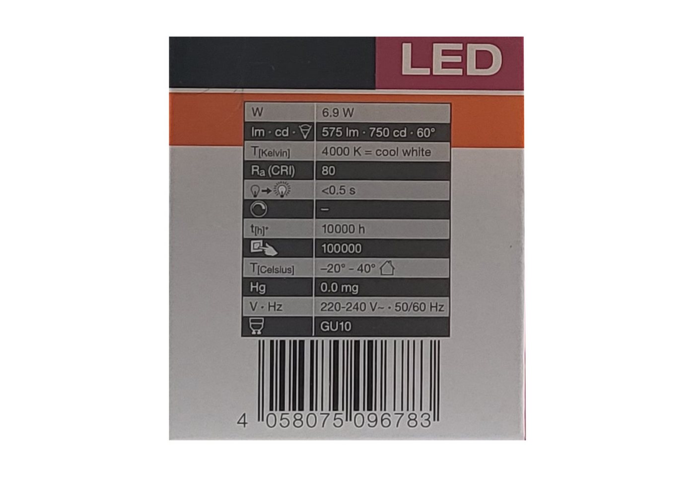 Osram LED-Leuchtmittel Osram LED STAR PAR16 6,9W/840 GU10 – Kaltweiß 60° (10er-Pack), 10 St.