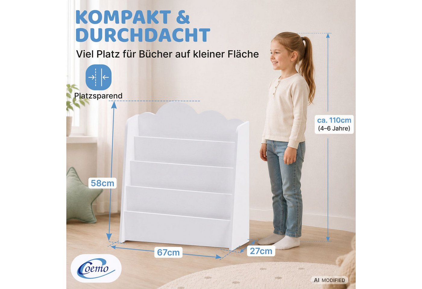 Coemo Standregal CLOUDY, Truhe Holz, Aufbewahrungskiste, Aufbewahrungsbox in Weiß Bild 2