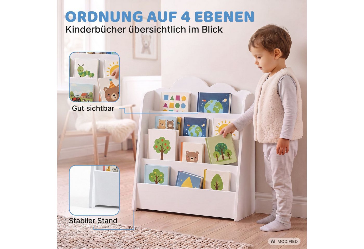 Coemo Standregal CLOUDY, Truhe Holz, Aufbewahrungskiste, Aufbewahrungsbox in Weiß Bild 3