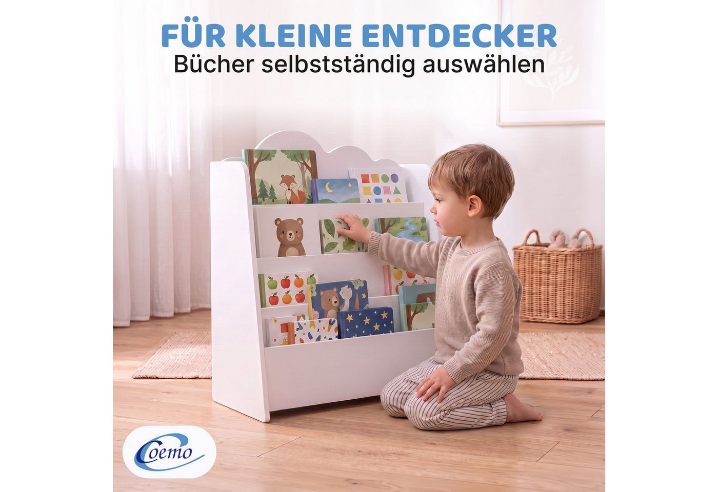 Coemo Standregal CLOUDY, Truhe Holz, Aufbewahrungskiste, Aufbewahrungsbox in Weiß Bild 5